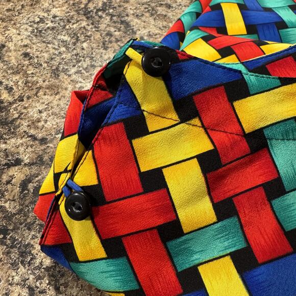 Top Vintage Boho 70s Festival Abstract Pride Rainbow Retro Statement Artsy 3X - Picture 5 of 6